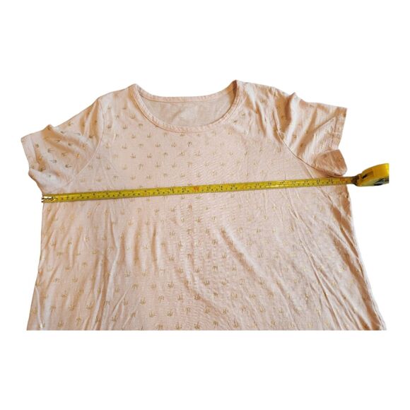 Lane Bryant T-Shirt Size 18/20 Pink w Gold Metallic Palm Trees Short Sleeve Tee - Picture 7 of 11